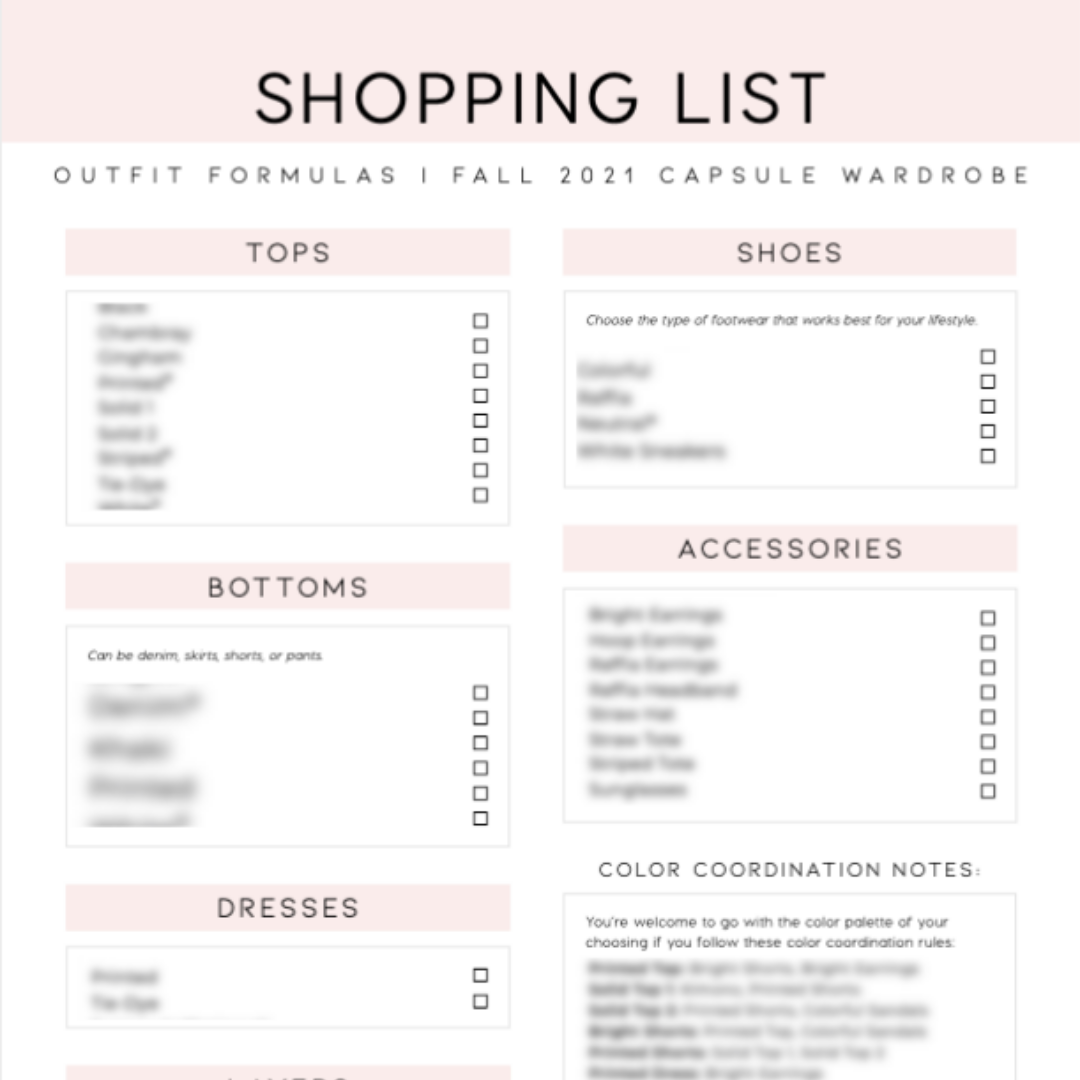 Fall capsule wardrobe shopping list preview