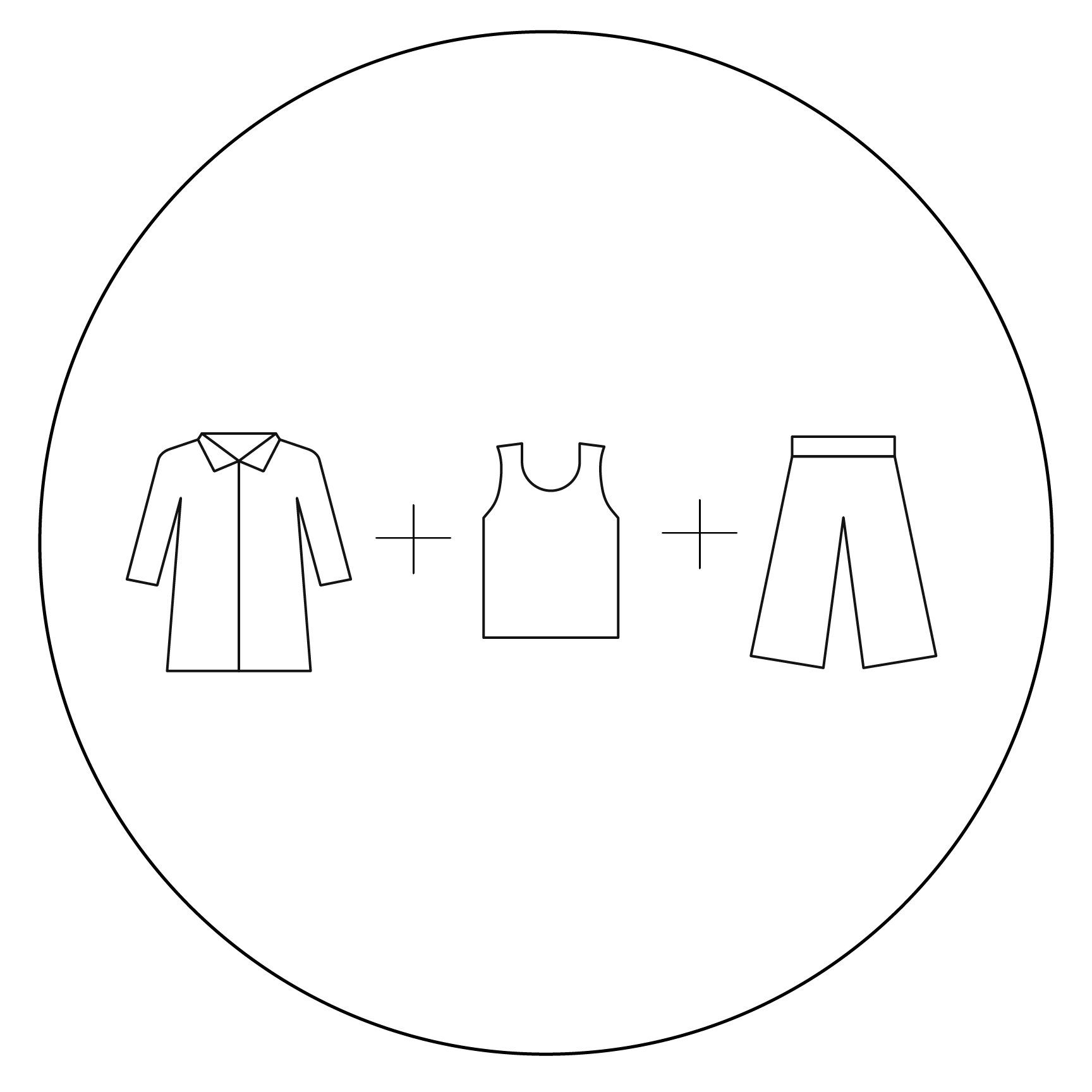 Graphic with shirt, pant and dress icons on a list with a check and x mark