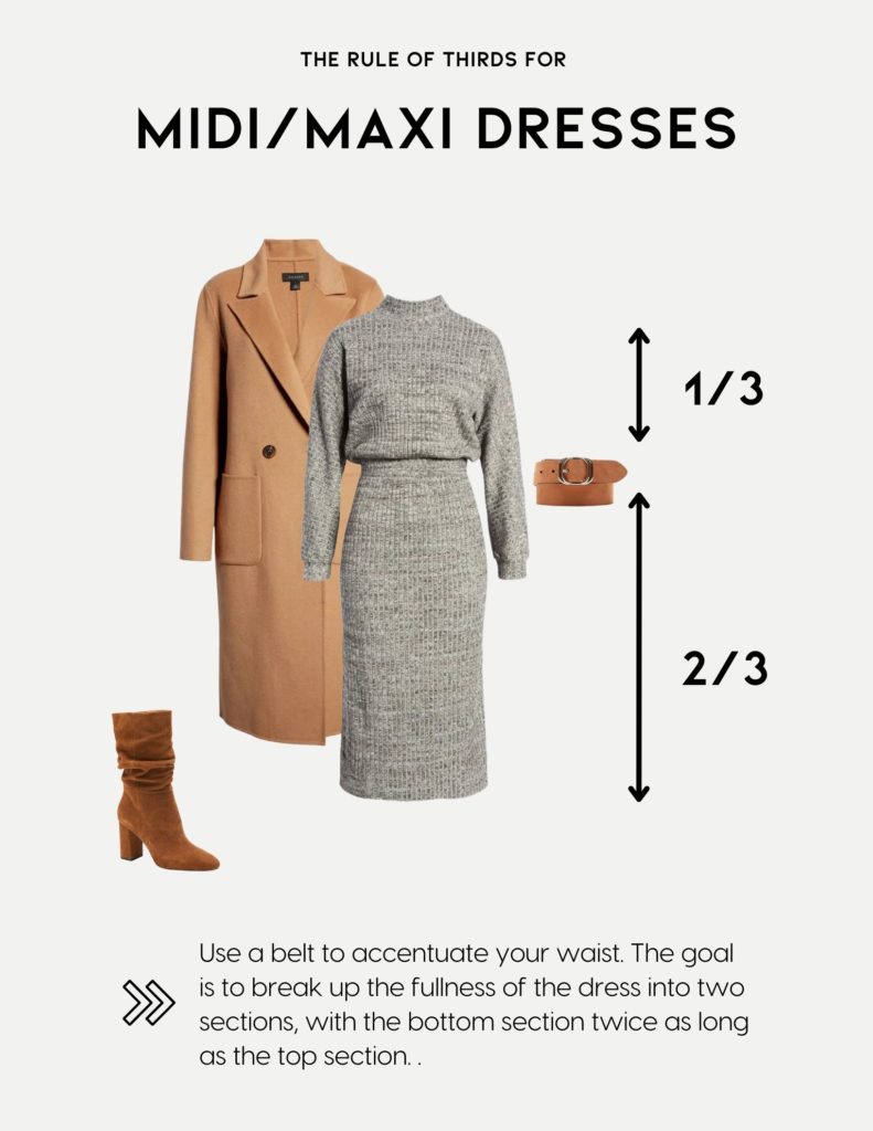 rule of thirds for midi/maxi dresses